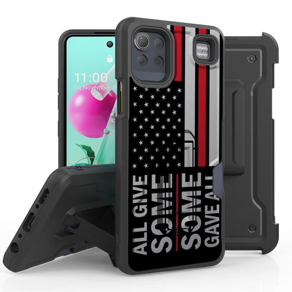 ANJ  Rugged Hybrid Shockproof Case w/Kickstand   Holster Clip Card Slot Cover for LG K92 5G - Some Gave All