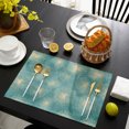 thumbnail image 4 of Teal Green Dandelion Placemats Set of 4, Pastoral Botanical Blossom Washable Wipeable Table Mats for Dining Tables, Indoor Outdoor Kitchen Place Mats for Holiday Party Table Decor, 4 of 9