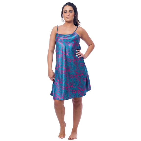 Up2date Fashion's Women's Electric Seagrass Print Satin Chemise