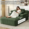 thumbnail image 3 of 67'' Oversized Chaise Lounge Chair, Cloud Plush Corduroy Sofa Bed for Living Room, Modern Deep Seat Sleeper Couch with Back Cushion, No Assembly Required, (Sage Green), 3 of 15