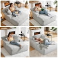 thumbnail image 6 of AVENIX 66" Oversized Chaise Lounge Chair Indoor, Boneless Cloud Sofa Bed, No-Assembly Deep Seat Sleeper Couch for Living Room,3 Pillows,Corduroy Light Gray, 6 of 8