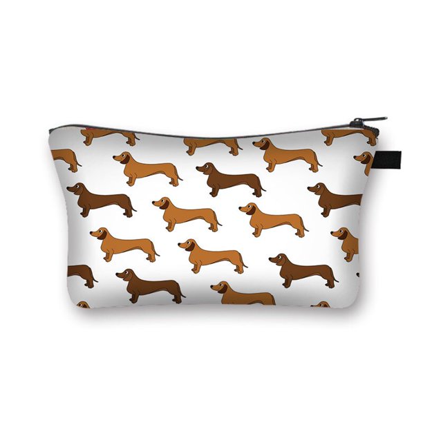 Bolsa de cosméticos con estampado de perro salchicha para mujer, monedero de moda para compras, bolsa de almacenamiento de maquillaje para niña, estuche de cosméticos, regalo, neceser LIUWENJING unisex