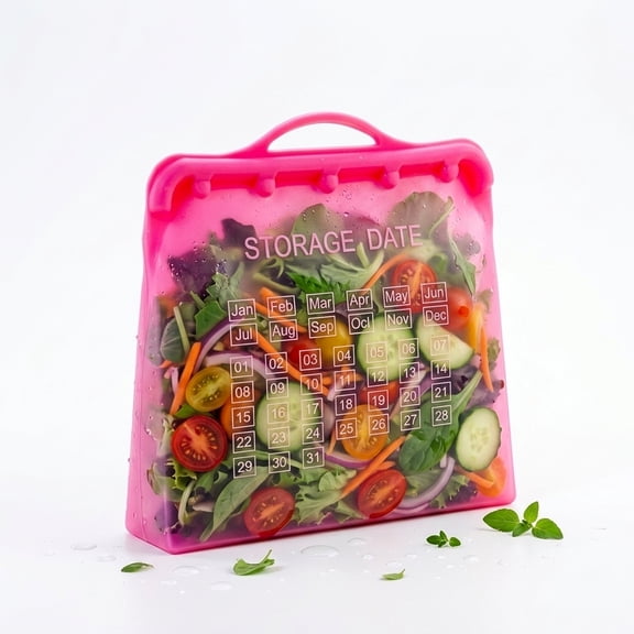 ITPCINC Reusable Silicone Food Storage Bags, 1 Gallon Leakproof Freezer & Microwave Safe Reusable Bags, BPA-Free Stand-Up Silicone Bags, Pink, 1-Pack