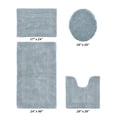 thumbnail image 2 of Better Trends Bath Rug 4 Piece Set 100% Cotton Soft Bathroom Seat Covers, Water Absorbent, Reversible, Machine Washable for Bathroom Decor Toilet Base Contour, Lid Cover Blue Lux Collection, 2 of 4