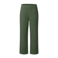 thumbnail image 4 of LIIPEE Womens Pants Casual Solid Color Ankle Straight-Leg Pull-On Khakis Female Mid Elastic Waist Regular Soft Daily Breathable Comfortable Pants With Pockets,M, 4 of 8