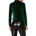 thumbnail image 3 of INSPIRE CHIC Women's Velvet Notched Lapel Zipper Cropped Motorcycle Jacket XS Green, 3 of 7