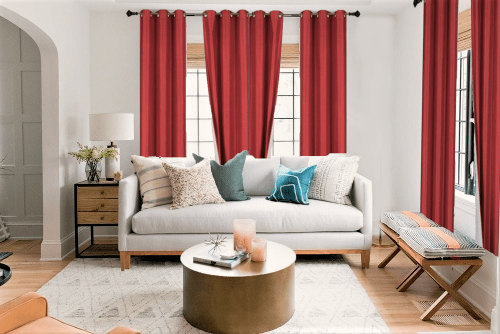 2 Piece panel room darkening thermal foam lined blackout heavy thick wIndow curtain top grommets red 84' inch length for bedroom