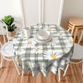 thumbnail image 1 of Spring Summer Daisy Floral Sage Green Plaid Round Tablecloth 60 Inch, Decorative Holiday Home Party Table Cloth for Kitchen Dining Picnic Table Cover, 1 of 6
