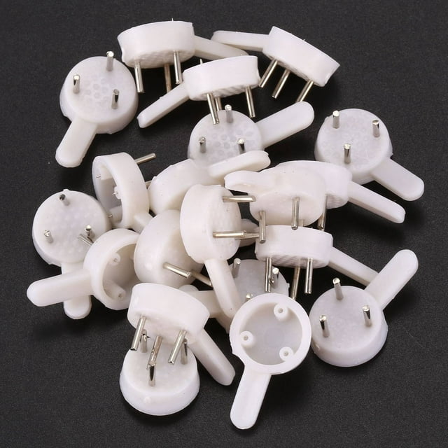 40 pcs plastic heavy wall picture frame hooks hangers 3-pin small white