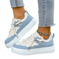 thumbnail image 3 of Women's Casual Platform Shoes, Round Toe Thick Sole Sneakers, Trendy & Comfortable Footwear for Walking, Mall & College Light Blue 39, 3 of 6
