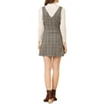 thumbnail image 4 of INSPIRE CHIC Women's Overall Houndstooth Pinafore Sleeveless Suspender Dress S Brown Black, 4 of 9