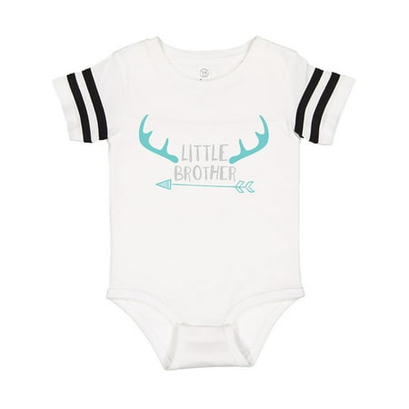 

Inktastic Little Brother Deer Antlers Arrow - Blue Gray Gift Baby Boy Bodysuit