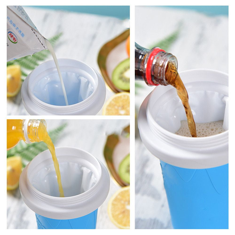 Slushies. Blue DIY Home Made Squeeze Icy Cup Fasting Cooling Make And Serve Slushy Cup For Milk Shake Slushy Maker Cup Quick Frozen Magic Cup Double Layers Slushie Cup Smoothies 