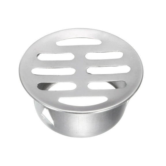 Floor Drain Cover 2.2" x 1.7" (50 Flat Mouth), 1 Pcs 304 Stainless Steel Round Anti Blocking Snap-in Drain Strainers for Outdoor Bathroom Kitchen Washroom Landscaped, Silver