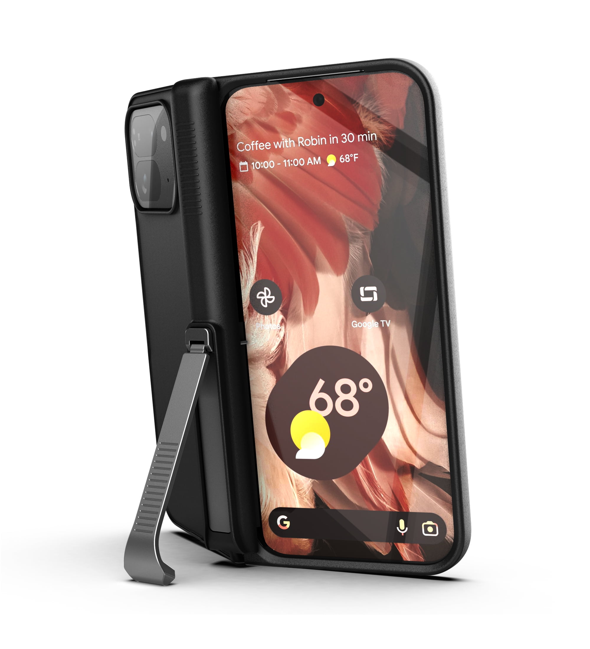 Encased Belt Case for Google Pixel 9 Pro Fold with Holster Clip (Slimshield Series) Durable Kickstand Case with Hinge Protection & Built-in Exterior Screen Protector (Black)