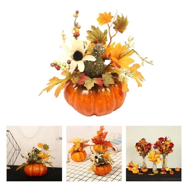 Calabaza Artificial De Decoración Para Mesa - Halloween, Acción De Gracias Y Otoño, Tamaño Aprox. 9x15 Cm, Material Plástico Y Espuma