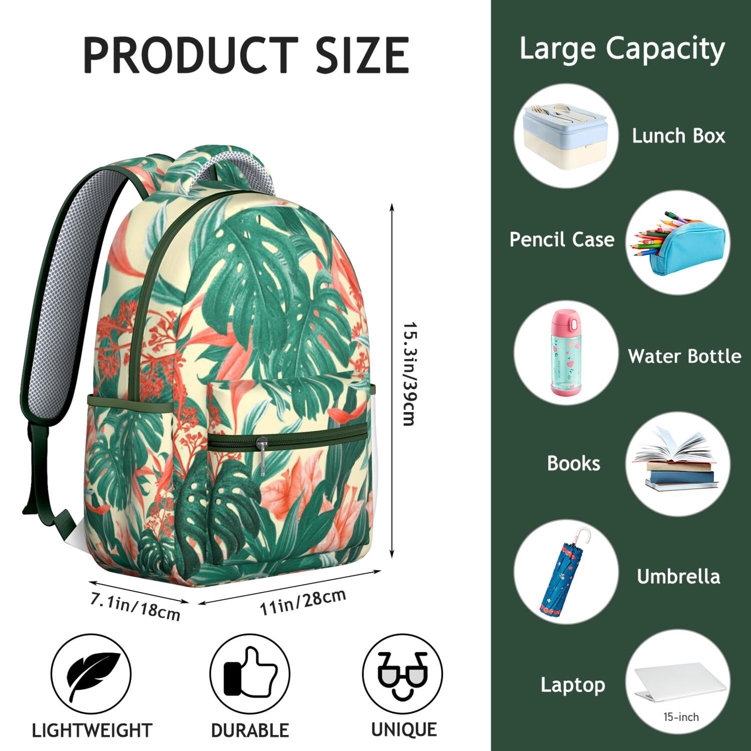 Summer Themed Lightweight Waterproof Backpack, Stylish & Comfortable for Daily Use