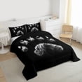 thumbnail image 3 of Homewish Cartoon Bear Print Queen Comforter Set,Woodland Animal Bedding Sets,Black White Bedding Comforter Set For Kids,Ultra Soft Home Decor Reversible,3-Piece, 3 of 8