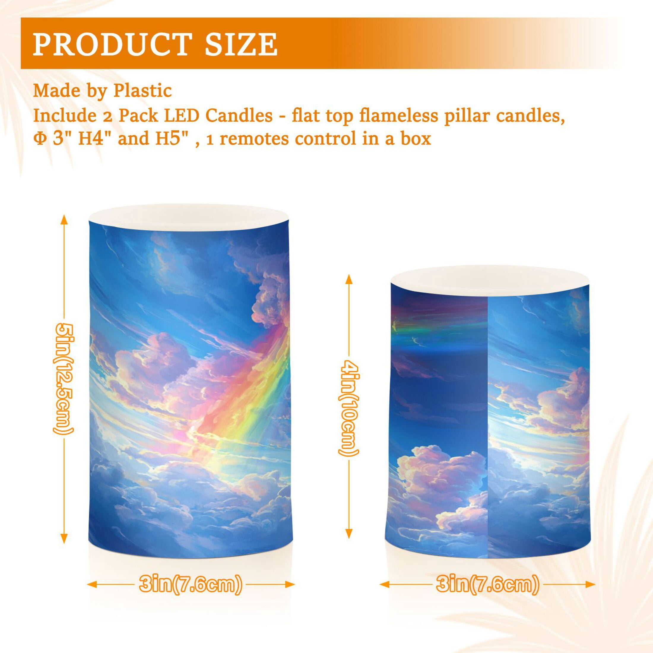 Electronic Candle Light Combination 3x5In, 3x4In Flameless Candle Plastic Festive Decoration Party Christmas Decoration Picturesque Rainbow Cloud