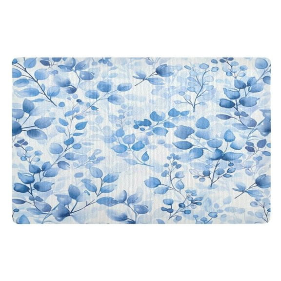 Door Mat 32x20 Inches Outdoor Doormats Bath Rugs Doormat Front Door Carpet Dust Cushion Porch Mat Living Room Mat Balcony Mat Kitchen Mat Light Blue Leaves