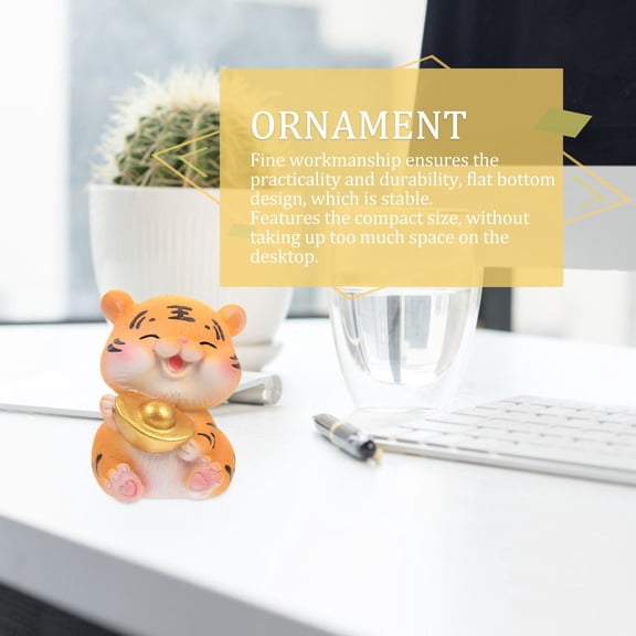 Hemobllo Resin Tiger Ornament Yellow Figurine for Zodiac Year Decoration and Celebration