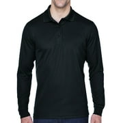 Mens Moisture-Wicking Long Sleeve Polo Shirt - Black, 2XL