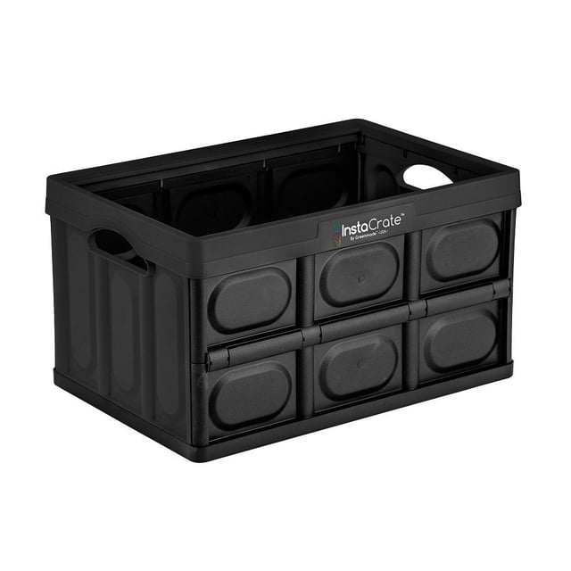 GreenMade InstaCrate - Contenedor de almacenamiento plegable, 12 galones, color negro