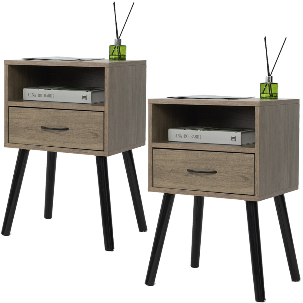 iRerts End Tables Bedroom Set of 2, Wood Nightstand Side Table with