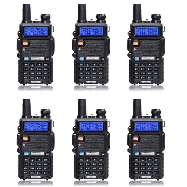 Radio bidireccional BAOFENG UV-5R de doble banda y largo alcance, paquete de 6