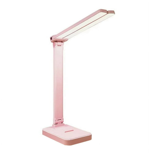 Lámpara de Escritorio LED, Luz Táctil Regulable de 3 Niveles, Recargable por USB, Protección para los Ojos, Lámpara de Escritorio Plegable, Color Rosa