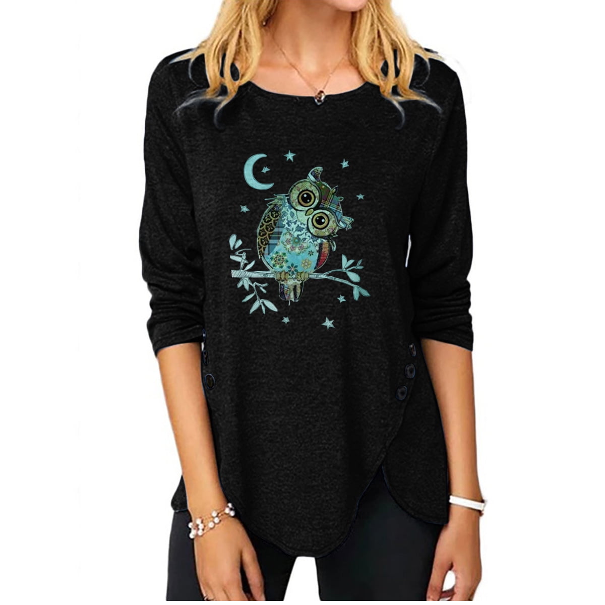 Owl Skull Mandala Women\u2019s Casual Summer T-Shirt Dress