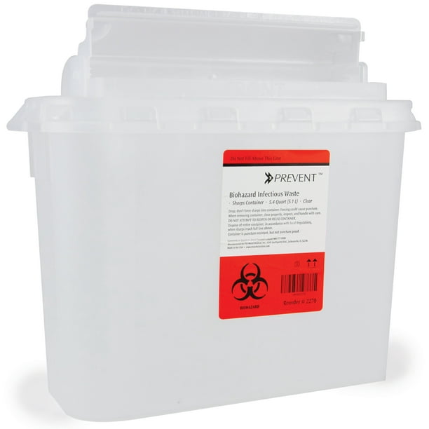 McKesson Prevent 5.4 Quart Sharps Container 2270 NonSterile 20 per Case