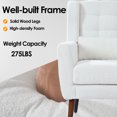 thumbnail image 2 of Modern Accent Chair,Teddy Fabric Living Room Chairs Comfy Reading Chair,Mid Century Accent Chair, Lounge Arm Chairs Armchair for Living Room Bedroom,White, 2 of 6