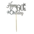 thumbnail image 5 of Glittered Elegance Happy Birthday Glittered Cake Topper - Party Supplies Decorations Decor (60th Birthday, Silver), 5 of 7