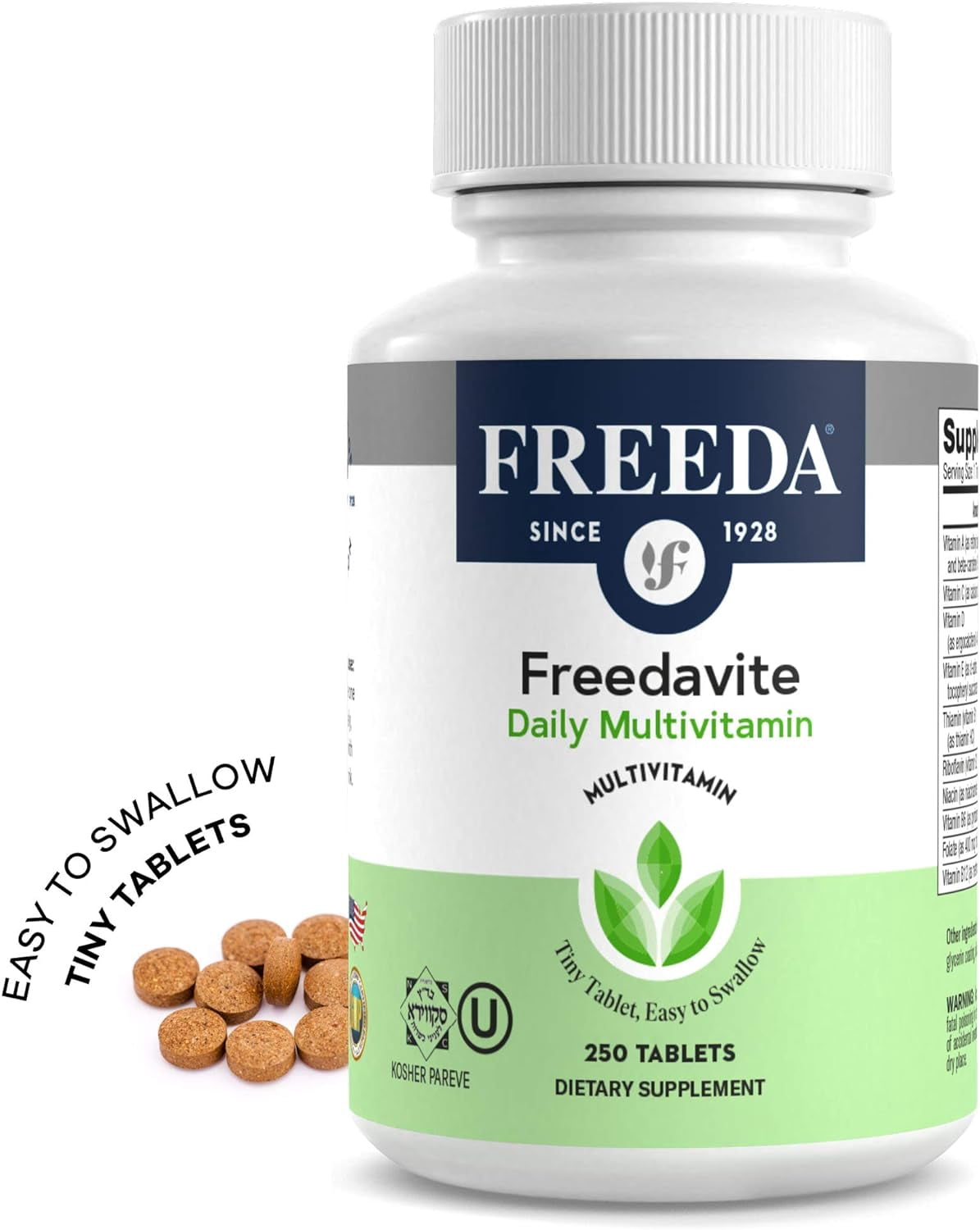 Freeda Multivitamin for Women and Men with Vitamin B1, B2, B6, B12, Folic Acid, and More, 250 Tablets
