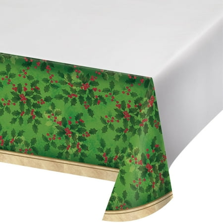 Ivory Holly - Pack of 12 Moss Green and Ivory Gilded Holly Border Print Table Cover 102