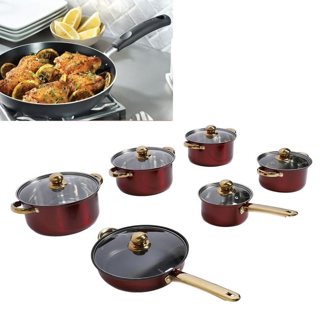 Stainless Steel Cookware Set, Stylish Kitchen Cooking Cookware Set Multifunctional for Kitchen
