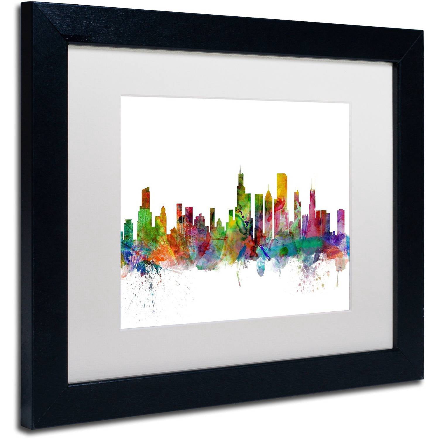 Trademark Fine Art 'Chicago Illinois Skyline' Canvas Art by Michael Tompsett, White Matte, Black Frame