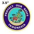 thumbnail image 2 of Protect Our Reefs! Indonesia 3.5 Inch Iron Or Sew On Embroidered Fabric Badge Patch Ocean Beach, Salt Life Iconic Series, 2 of 2