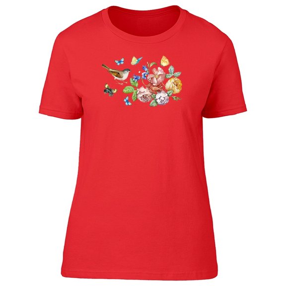 Bird With Flowers Tee Women's -Image by Shutterstock