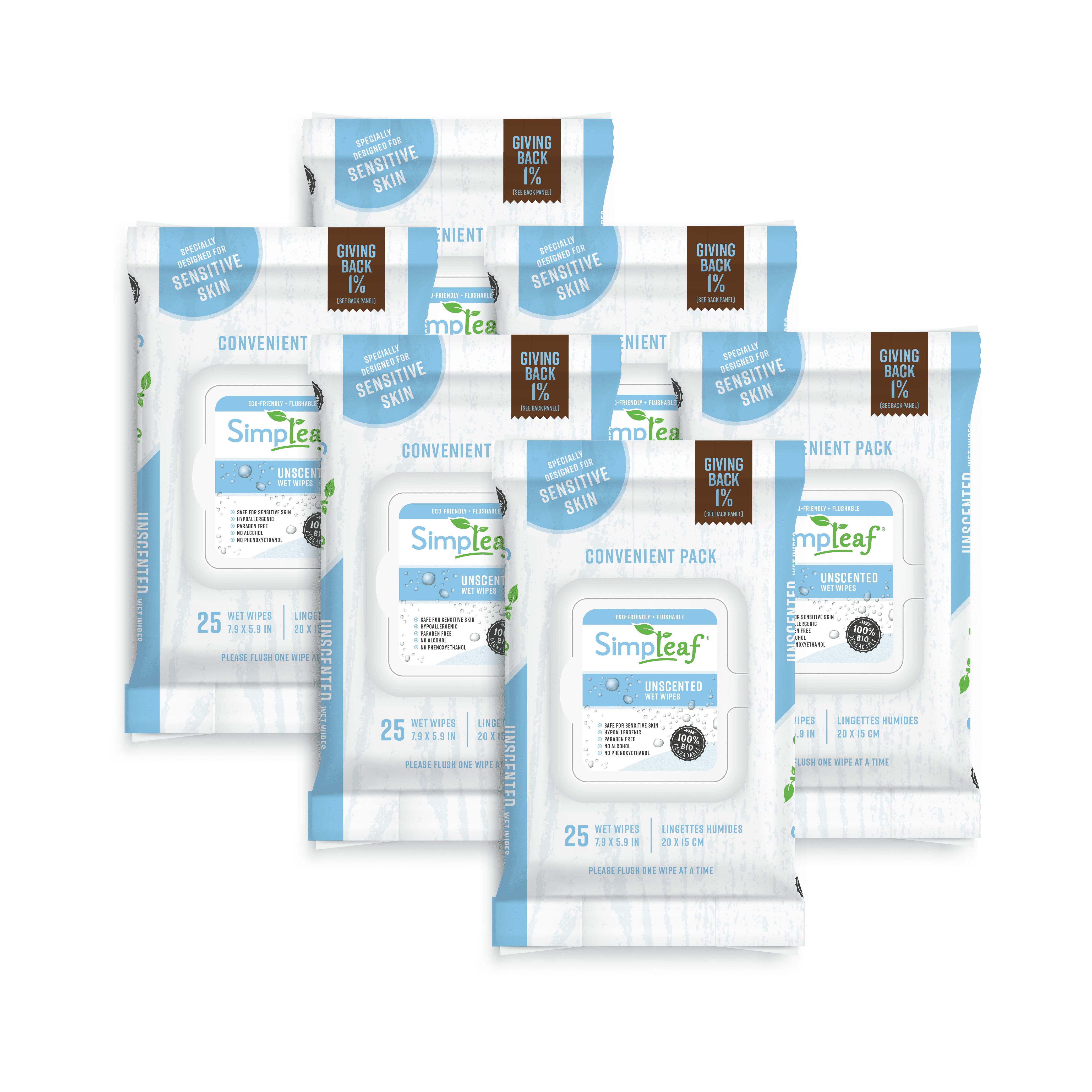 Simpleaf Flushable Wet Wipes | Eco- Friendly, Paraben & Alcohol Free