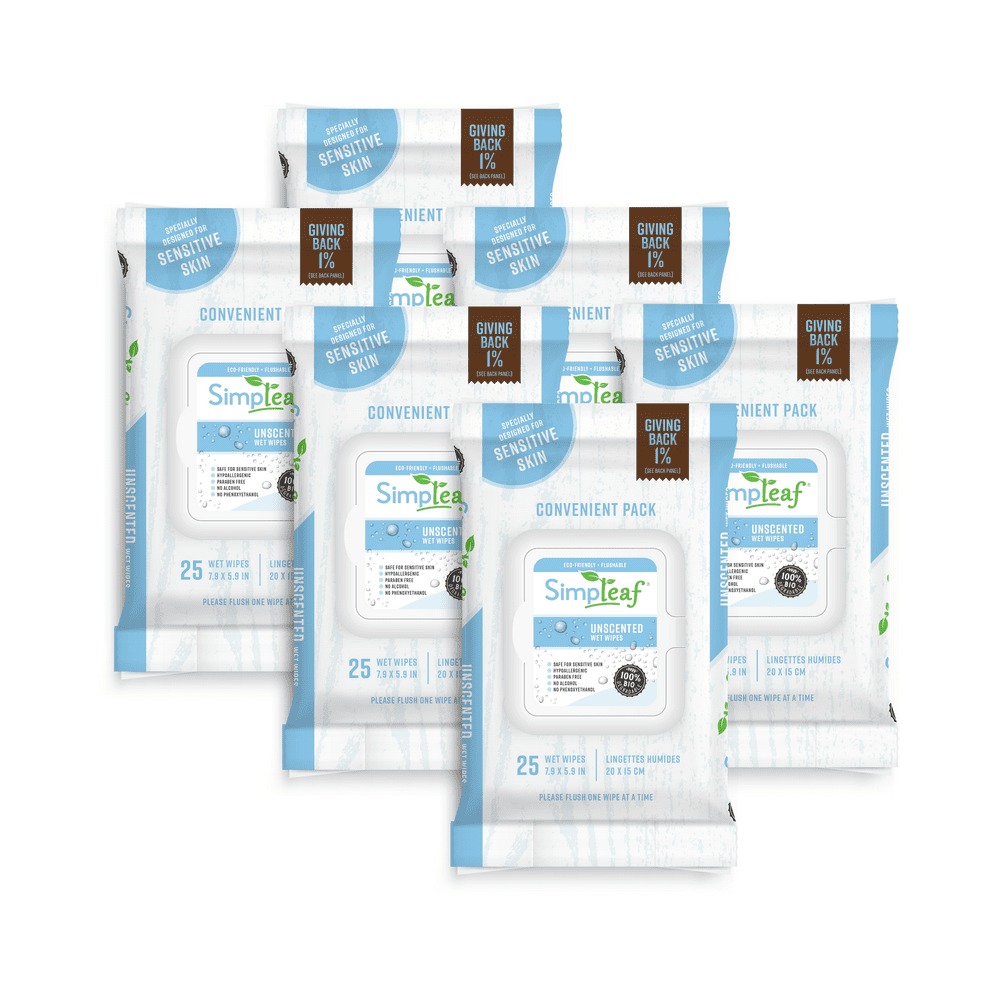 Simpleaf Flushable Wet Wipes Eco Friendly, Paraben & Alcohol Free