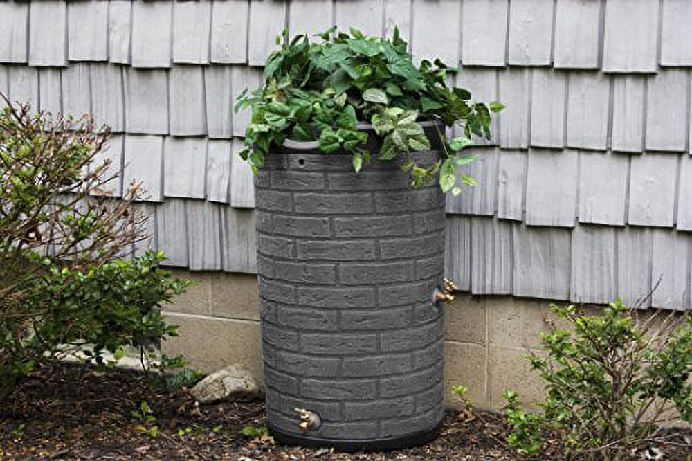 Good Ideas IMP-D50-DR-DAR Impressions Darkened Ribs Downton Rain Saver Barrel, 50 Gallon, Dark Granite
