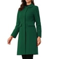 thumbnail image 4 of Allegra K Collar Coat for Women's Buttons Long Sleeve A-Line Casual Long Winter Coats L Dark Green, 4 of 6