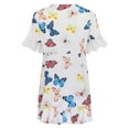 thumbnail image 4 of DailyTrove Women's Lace Trim Floral Print Dress, Short Sleeve, Casual Picnic & Resort Wear, Soft Cotton Blend, Contrast Hem, 4 of 6