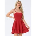 thumbnail image 3 of DARING DIVA Women's Backless Bow Tiered Ruffle A-Line Dress L Red, 3 of 6