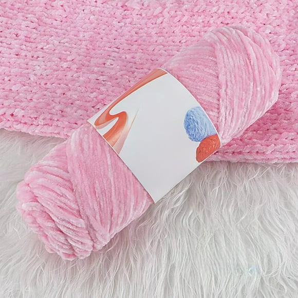 Chenille Yarn, Soft Chunky Velvet Yarn for Crochet Knitting, Premium Polyester DIY Craft Yarn Kit for Hats Scarves Sweaters, Pink