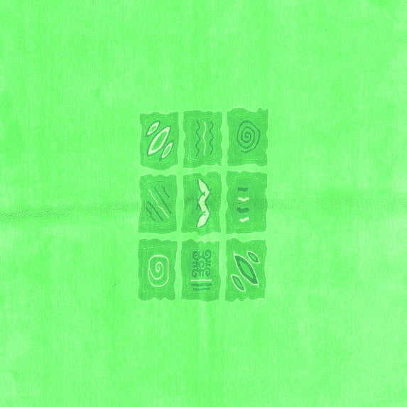 Ahgly Company Indoor Square Abstract Green Modern Area Rugs, 3' Square