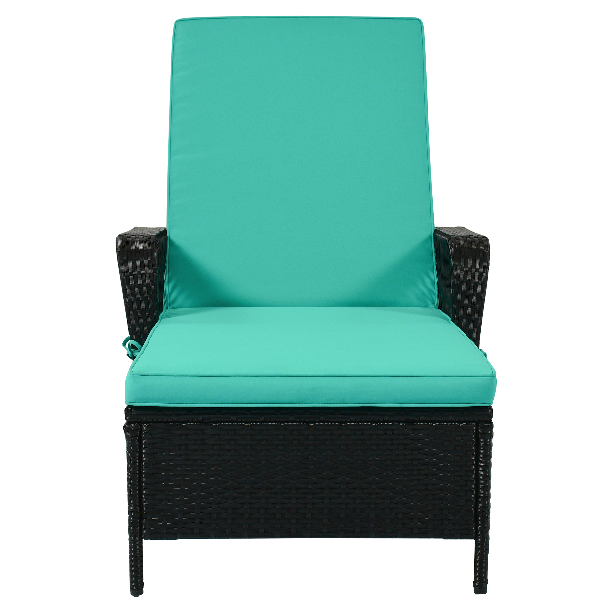 Sesslife Adjustable Outdoor Steel Patio Chaise Lounge Chair with 6 Positions, Chaise Lounge Chair for Poolside Backyard, UV-Resistant PE Rattan Wicker Chaise Lounge Chair with Green Cushion - image 2 of 9