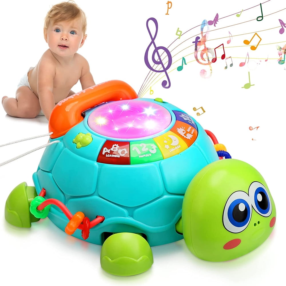 KEINXS Musical Turtle Baby Tummy Time Infant Crawling Toy Boys Girls Development Toy Baby Gifts for 1-2 Yr Toddler Easter Christmas